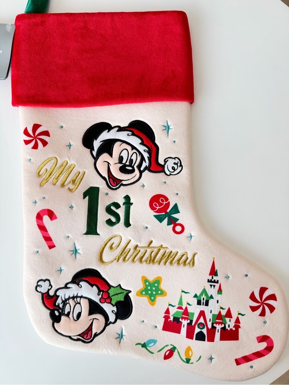Disney Red and Cream 'My 1st Christmas' Mickey & Minnie Stocking